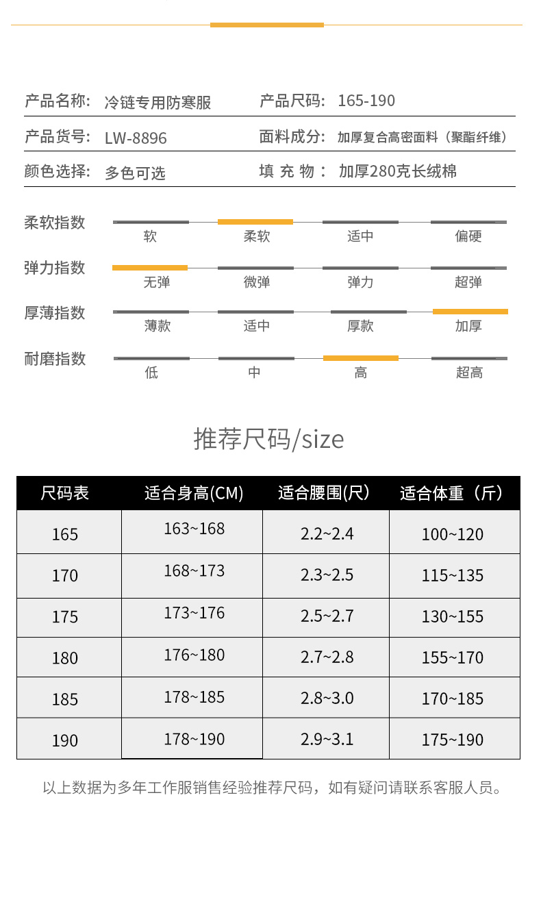 8896冷庫(kù)冷鏈專用防寒棉服